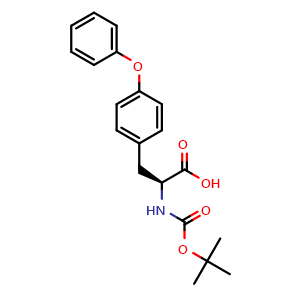 Chemical structure of (S)-2-((tert-butoxycarbonyl)amino)-3-(4-phenoxyphenyl)propanoic acid , CAS 150351-65-8, AChemBlock Q65886
