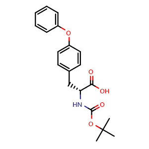 Chemical structure of (R)-2-((tert-butoxycarbonyl)amino)-3-(4-phenoxyphenyl)propanoic acid , CAS 1241679-28-6, AChemBlock Q65887