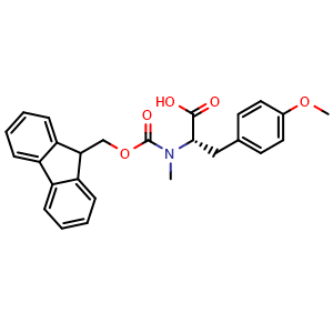 Chemical structure of (S)-2-((((9H-fluoren-9-yl)methoxy)carbonyl)(methyl)amino)-3-(4-methoxyphenyl)propanoic acid , CAS 1260595-45-6, AChemBlock Q65895