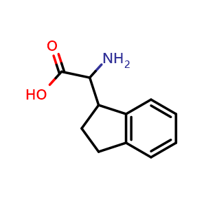 Chemical structure of 2-amino-2-(2,3-dihydro-1H-inden-1-yl)acetic acid , CAS 179185-78-5, AChemBlock Q65898