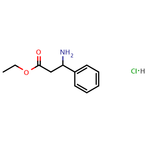 Chemical structure of ethyl 3-amino-3-phenylpropanoate hydrochloride , CAS 29754-04-9, AChemBlock Q65906