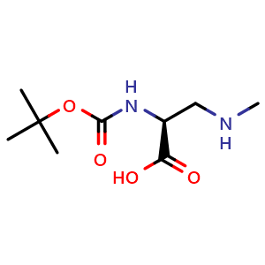 Chemical structure of (S)-2-((tert-butoxycarbonyl)amino)-3-(methylamino)propanoic acid , CAS 124730-14-9, AChemBlock Q65915