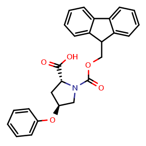 Chemical structure of (2R,4S)-1-(((9H-fluoren-9-yl)methoxy)carbonyl)-4-phenoxypyrrolidine-2-carboxylic acid , CAS 1449693-84-8, AChemBlock Q65918