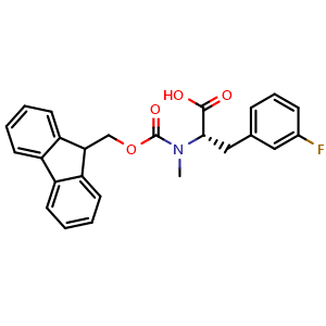 Chemical structure of (S)-2-((((9H-fluoren-9-yl)methoxy)carbonyl)(methyl)amino)-3-(3-fluorophenyl)propanoic acid , CAS 1820567-10-9, AChemBlock Q65921