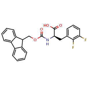 Chemical structure of (R)-2-((((9H-fluoren-9-yl)methoxy)carbonyl)amino)-3-(2,3-difluorophenyl)propanoic acid , CAS 1260609-30-0, AChemBlock Q65923