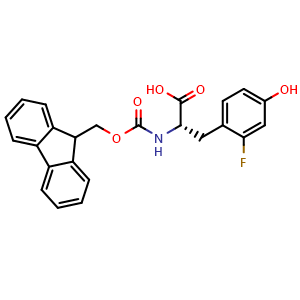 Chemical structure of (S)-2-((((9H-fluoren-9-yl)methoxy)carbonyl)amino)-3-(2-fluoro-4-hydroxyphenyl)propanoic acid , CAS 1196146-72-1, AChemBlock Q65926
