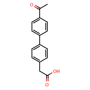 Chemical structure of 2-(4'-acetyl-[1,1'-biphenyl]-4-yl)acetic acid , CAS 474970-40-6, AChemBlock Q65931