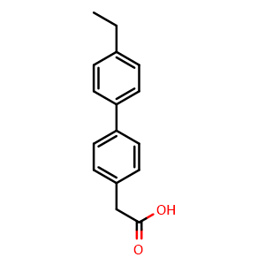 Chemical structure of 2-(4'-ethyl-[1,1'-biphenyl]-4-yl)acetic acid , CAS 350673-70-0, AChemBlock Q65932
