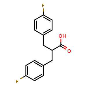 Chemical structure of 2-(4-fluorobenzyl)-3-(4-fluorophenyl)propanoic acid , CAS 115865-14-0, AChemBlock Q65958