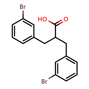Chemical structure of 2-(3-bromobenzyl)-3-(3-bromophenyl)propanoic acid , CAS 1178365-57-5, AChemBlock Q65961