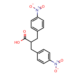 Chemical structure of 2-(4-nitrobenzyl)-3-(4-nitrophenyl)propanoic acid , CAS 1610-61-3, AChemBlock Q65970