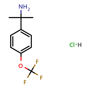 Chemical structure of 2-(4-(trifluoromethoxy)phenyl)propan-2-amine hydrochloride , CAS 1797943-59-9, AChemBlock Q66032