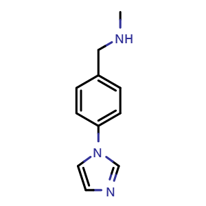 Chemical structure of 1-(4-(1H-imidazol-1-yl)phenyl)-N-methylmethanamine , CAS 179873-45-1, AChemBlock Q66036