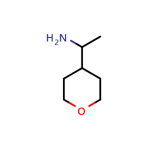Chemical structure of 1-(tetrahydro-2H-pyran-4-yl)ethan-1-amine , CAS 854697-78-2, AChemBlock Q66046