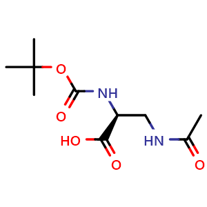 Chemical structure of (S)-3-acetamido-2-((tert-butoxycarbonyl)amino)propanoic acid , CAS 158220-97-4, AChemBlock Q66052