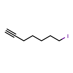 Chemical structure of 7-iodohept-1-yne , CAS 87462-66-6, AChemBlock Q66056