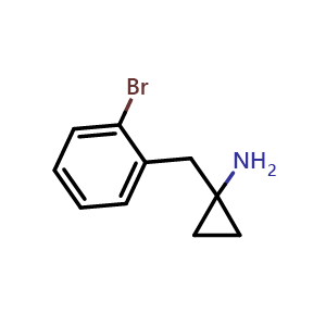 Chemical structure of 1-(2-bromobenzyl)cyclopropan-1-amine , CAS 1260793-49-4, AChemBlock Q66071
