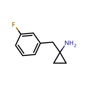 Chemical structure of 1-(3-fluorobenzyl)cyclopropan-1-amine , CAS 1247813-35-9, AChemBlock Q66074