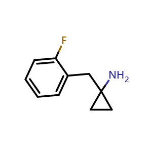 Chemical structure of 1-(2-fluorobenzyl)cyclopropan-1-amine , CAS 1017348-57-0, AChemBlock Q66075