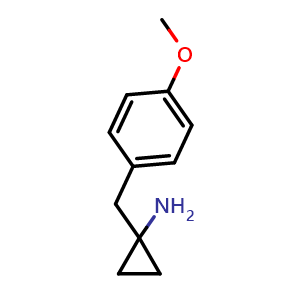 Chemical structure of 1-(4-methoxybenzyl)cyclopropan-1-amine , CAS 91245-99-7, AChemBlock Q66083