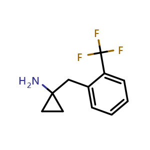 Chemical structure of 1-(2-(trifluoromethyl)benzyl)cyclopropan-1-amine , CAS 716-64-3, AChemBlock Q66087