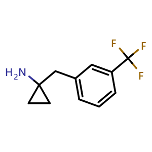 Chemical structure of 1-(3-(trifluoromethyl)benzyl)cyclopropan-1-amine , CAS 714-94-3, AChemBlock Q66088
