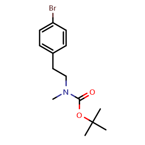 Chemical structure of tert-butyl (4-bromophenethyl)(methyl)carbamate , CAS 1191063-30-5, AChemBlock Q66106