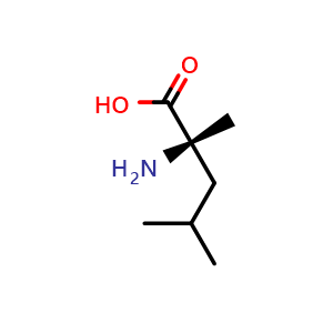 Chemical structure of (S)-2-amino-2,4-dimethylpentanoic acid , CAS 105743-53-1, AChemBlock Q66110