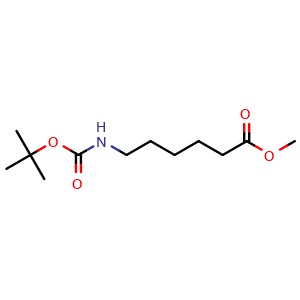 Chemical structure of methyl 6-((tert-butoxycarbonyl)amino)hexanoate , CAS 128372-97-4, AChemBlock Q66123