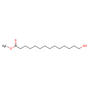 Chemical structure of methyl 14-hydroxytetradecanoate , CAS 50515-98-5, AChemBlock Q66144
