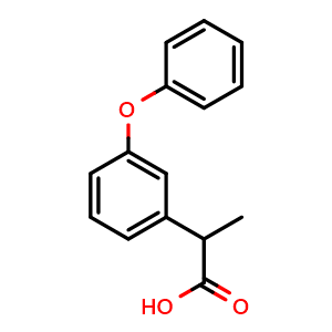 Chemical structure of 2-(3-phenoxyphenyl)propanoic acid , CAS 29679-58-1, AChemBlock Q66187