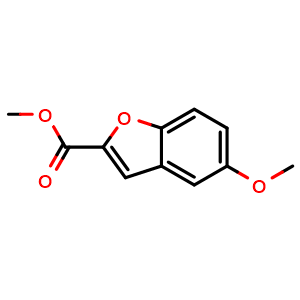 Chemical structure of methyl 5-methoxybenzofuran-2-carboxylate , CAS 1751-24-2, AChemBlock Q66191