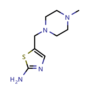 Chemical structure of 5-((4-methylpiperazin-1-yl)methyl)thiazol-2-amine , CAS 920313-92-4, AChemBlock Q66198