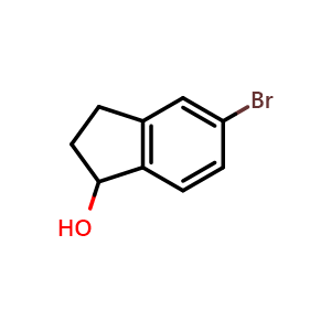 Chemical structure of 5-Bromo-2,3-dihydro-1H-inden-1-ol , CAS 34598-50-0, AChemBlock Q66199