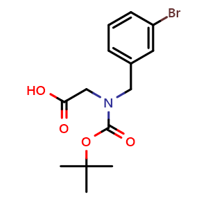 Chemical structure of N-(3-bromobenzyl)-N-(tert-butoxycarbonyl)glycine , CAS 2138531-08-3, AChemBlock Q66209