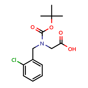 Chemical structure of N-(tert-butoxycarbonyl)-N-(2-chlorobenzyl)glycine , CAS 1182267-85-1, AChemBlock Q66211