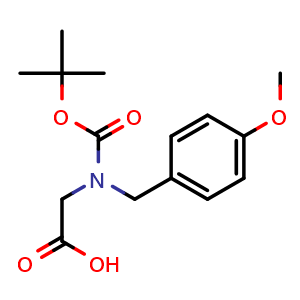 Chemical structure of N-(tert-butoxycarbonyl)-N-(4-methoxybenzyl)glycine , CAS 1182025-02-0, AChemBlock Q66216