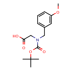 Chemical structure of N-(tert-butoxycarbonyl)-N-(3-methoxybenzyl)glycine , CAS 1182151-89-8, AChemBlock Q66217