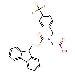 Chemical structure of N-(((9H-fluoren-9-yl)methoxy)carbonyl)-N-(4-(trifluoromethyl)benzyl)glycine , CAS 484033-16-1, AChemBlock Q66230