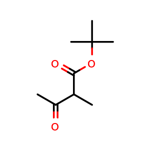 Chemical structure of tert-butyl 2-methyl-3-oxobutanoate , CAS 39149-65-0, AChemBlock Q66246