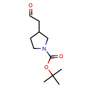 Chemical structure of tert-butyl 3-(2-oxoethyl)pyrrolidine-1-carboxylate , CAS 890849-28-2, AChemBlock Q66257