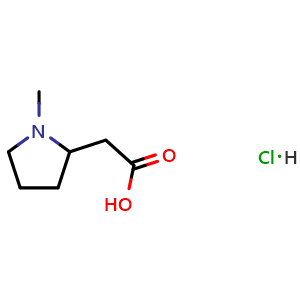 Chemical structure of 2-(1-methylpyrrolidin-2-yl)acetic acid hydrochloride , CAS 1609400-97-6, AChemBlock Q66259