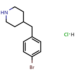Chemical structure of 4-(4-bromobenzyl)piperidine hydrochloride , CAS 203187-18-2, AChemBlock Q66260