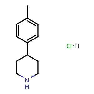 Chemical structure of 4-(p-tolyl)piperidine hydrochloride , CAS 67765-24-6, AChemBlock Q66262