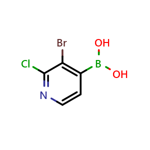 Chemical structure of (3-bromo-2-chloropyridin-4-yl)boronic acid , CAS 1072944-16-1, AChemBlock Q66268
