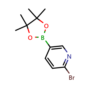 Chemical structure of 2-bromo-5-(4,4,5,5-tetramethyl-1,3,2-dioxaborolan-2-yl)pyridine , CAS 214360-62-0, AChemBlock Q66275