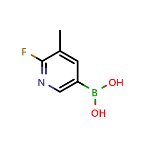 Chemical structure of (6-fluoro-5-methylpyridin-3-yl)boronic acid , CAS 904326-92-7, AChemBlock Q66315
