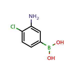 Chemical structure of (3-amino-4-chlorophenyl)boronic acid , CAS 850689-36-0, AChemBlock Q66341