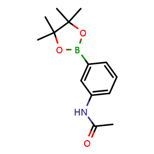 Chemical structure of N-(3-(4,4,5,5-tetramethyl-1,3,2-dioxaborolan-2-yl)phenyl)acetamide , CAS 480424-93-9, AChemBlock Q66348