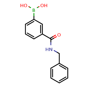 Chemical structure of (3-(benzylcarbamoyl)phenyl)boronic acid , CAS 625470-96-4, AChemBlock Q66373